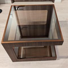 moda en casa ダイス50 コーヒーテーブル ガラス天板 50×50×42cm オーク