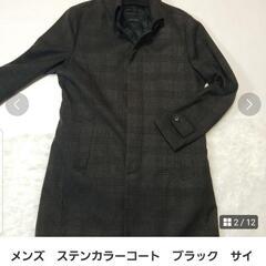 メンズ　ステンカラーコート　ブラック　サイズLL 美品　大きめの画像