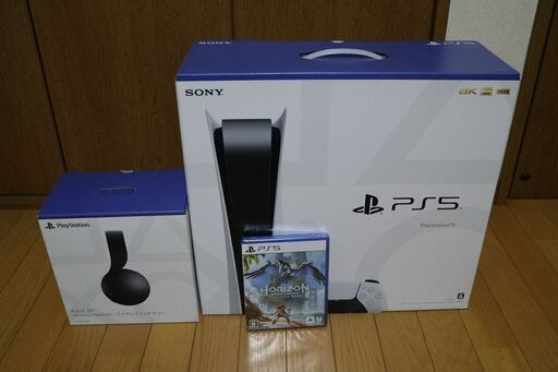 中古 SONY PlayStation5(PS5) 初期型ディスク搭載モデル＋PULSE 3D（純正ヘッドフォン）＋Horizon Forbidden West