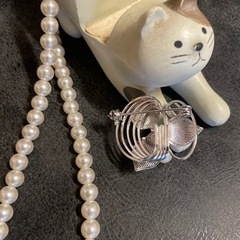 パールネックレス　パールブローチセットの画像