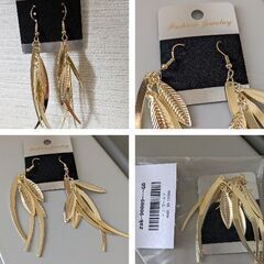 リーフ型フリンジピアス（新品）ゴールドの画像