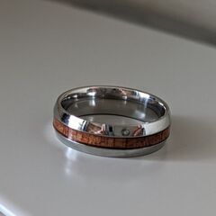 メンズ/木目調ウッドシルバーリング（新品）16号の画像