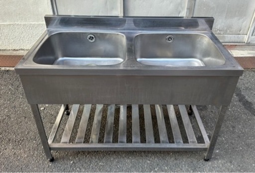 業務用 2槽シンク 幅1200×奥600×高さ800+90(mm) 流し台 キッチン 手洗い場 厨房 二層 二槽 2層 業務用シンク 厨房機器 厨房用品 大阪発