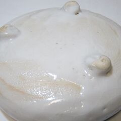未使用☆花器？陶器製 脚あり 貫入(ひび割れ模様) 詳細不明の画像