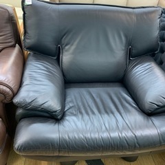 1人掛けソファー Leatherworld シミ有 ブラック 147