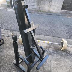 折り畳み式ベンチプレス台  ベンチバー  ダンベルバー   ウエイト一式  大至急引き取り限定の画像