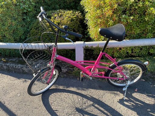 自転車 自転車 No.1204 20インチ 6段切替 ピンク ミニベロ 【リサイクル