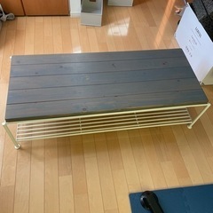 センターテーブル　テレビボード　木目　ホワイト
