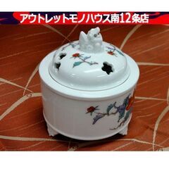 鶴見焼 大秀作 香炉 香合 骨董 陶磁器 陶器 茶道具 白磁 札...