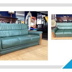 a12 カリモク家具 chitanoチターノ本革張り（一部合皮）3人掛けソファ