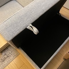 【明日10日引取希望】ソファベッド 2人掛け オットマン付 収納 角度調整の画像