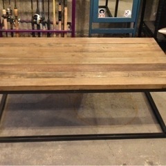 お洒落　アイアン　脚　木製　ローテーブル　センター　テーブルの画像