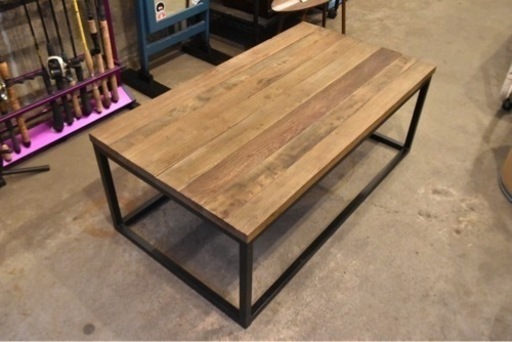 お洒落　アイアン　脚　木製　ローテーブル　センター　テーブル