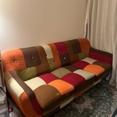 【定価6.7万】不二貿易 パッチワーク3人掛けソファの画像