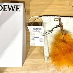 タグ付★ LOEWE ロエベ フェザー バッグチャーム オレンジ カーフレザー★の画像