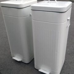 無料30Lスチール製ゴミ箱ペダル開閉式2個