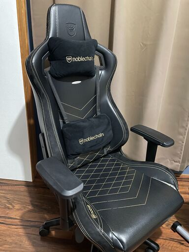 オフィスチェア・椅子 noblechairs EPIC [PUレザー張り ゴールド][ネックピロー/ランバーサポート付]