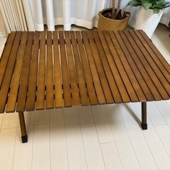 【美品】ハイランダー ウッドロールトップテーブル 折りたたみテーブル 90の画像