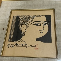 受付終了！骨董品　版画　額　色紙　美術品の画像