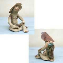 河童 素焼き 置物 3体セット ミニサイズ かっぱ 陶器 親子 カッパ インテリア オブジェ 縁起物 札幌市 清田区 平岡の画像