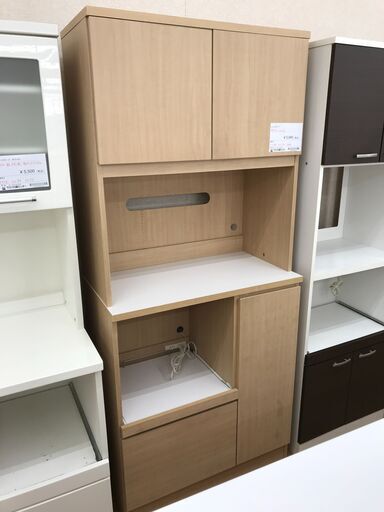 ★ジモティ割あり★  レンジボード ナチュラル H184×W80×D44 クリーニング済み KJ4097
