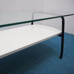 （良品）センターテーブル ガラステーブル Nシスコ ニトリ 幅95×奥行45×高さ38cm (FA06)の画像