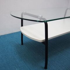 （良品）センターテーブル ガラステーブル Nシスコ ニトリ 幅95×奥行45×高さ38cm (FA06)の画像