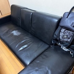 3人掛けレザーソファー　ソファーベッド