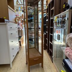 LED照明付き 日進木工 キュリオケース キャビネット コレクシ...