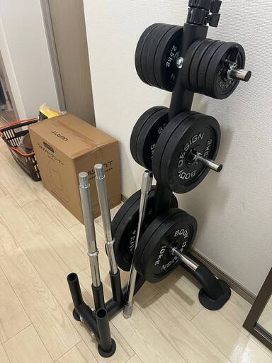 【値下げ】バーベルセット 100kg ＋ バーベルラック ＋　クリップ6個