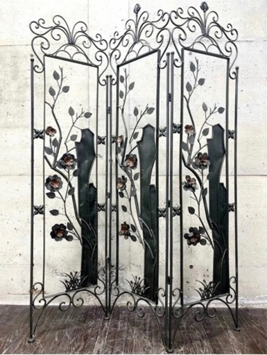 アイアンパーテーション 折りたたみ式 3連 衝立 間仕切り パーティション