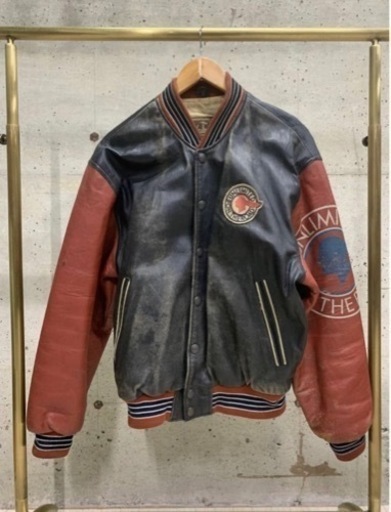 レザースタジャン ヴィンテージ 革ジャン スタジアムジャンバー 防寒