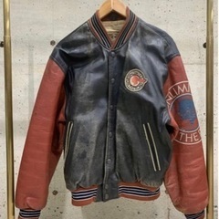 レザースタジャン ヴィンテージ 革ジャン スタジアムジャンバー 防寒