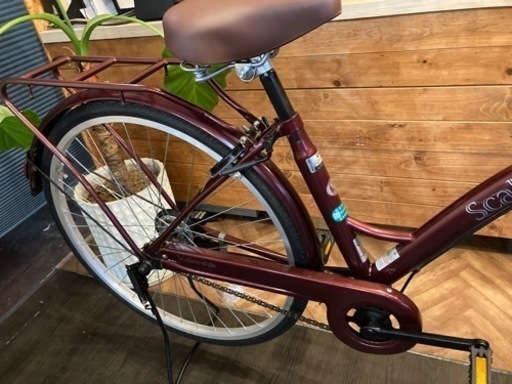 【新春SALE！チェーン新品！】LEDオートライト　26インチ自転車　ワインレッド