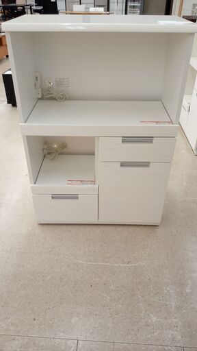 ★ジモティ割あり★  レンジ台 白 H115.5×D42×W80 クリーニング済み TJ3623