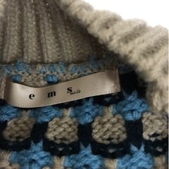 ☆値下げ☆N2401-217 ems ショート丈ニット マルチボーダー ブルー/ライトブルー/ベージュ サイズFの画像