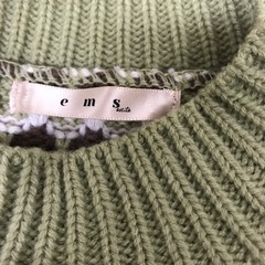 N2401-218 ems ショート丈ニット マルチボーダー ブラウン/ライトグリーン/ホワイト サイズFの画像