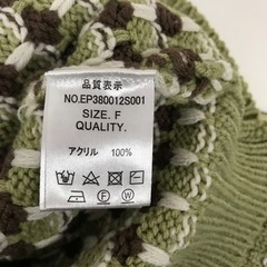 N2401-218 ems ショート丈ニット マルチボーダー ブラウン/ライトグリーン/ホワイト サイズFの画像