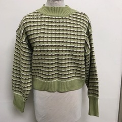 N2401-218 ems ショート丈ニット マルチボーダー ブ...