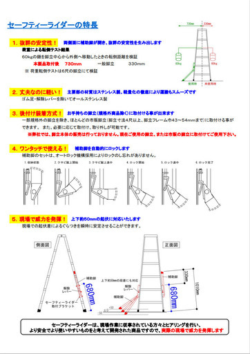 脚立転倒防止装置　セーフティーライダー