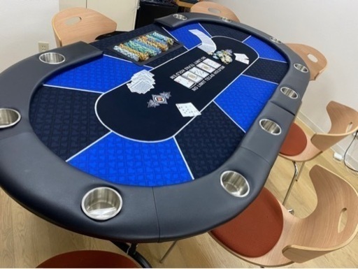 折りたたみ式 ポーカーテーブル 9人用 楕円形 カップホルダー付き チップトレイ テキサス ホールデム カジノ レジャーゲーム 瞬間収納