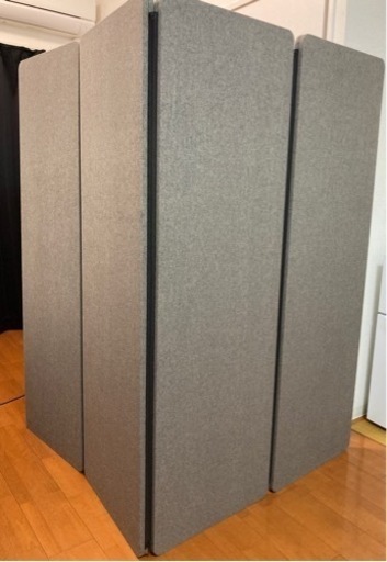 パーティション/個人ブース ファスナー連結 吸音・防音効果 グレー