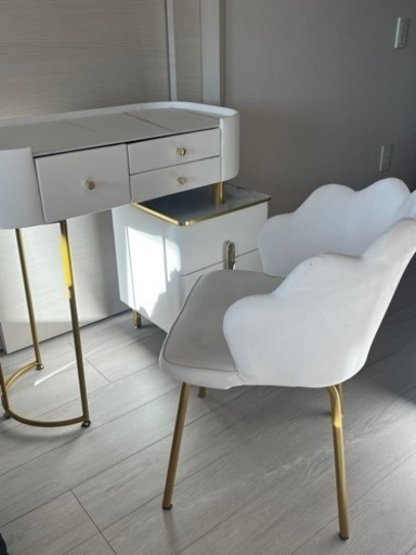 テーブル椅子セット　デスク　化粧テーブル　大理石風