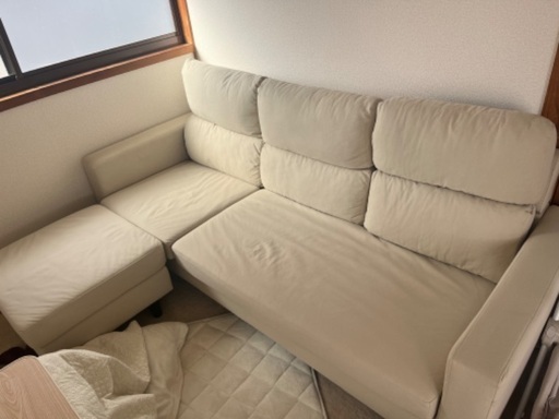 【1万円】【最終値下げ】【ほぼ未使用】【幅200cm.2m】3人掛けソファ　オットマンつき