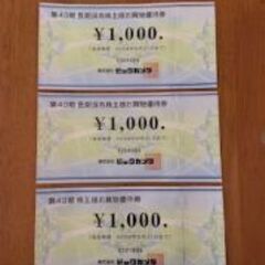 ビックカメラ・コジマ電気で使える商品券３０００円