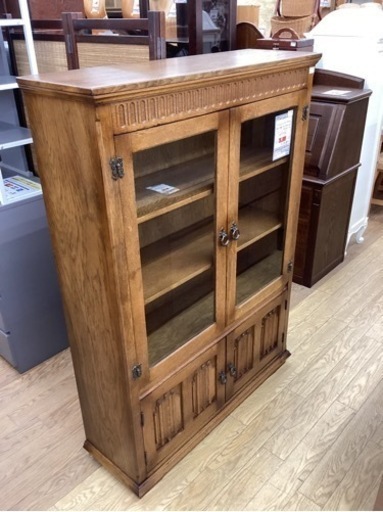 KA-31【新入荷　リサイクル品】ブリティッシュアンティークスタイル　ブックケース　ブラウン