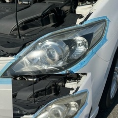 ヘッドライト黄ばみ取り　ヘッドライト磨き　車　バイク　ヘッドライト　磨き　ヘッドランプ　研磨　他府県からもご依頼多数^ ^ 30分程で仕上がります^ ^  黄ばみ＋曇り除去（内面の黄ばみ、くもりや内面の傷の除去は不可能）　洗車　コーティング　研磨　車　施工　の画像