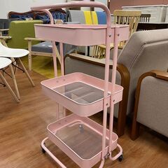 スチールワゴン ピンク 3段 幅43cm奥行35cm高さ83cm 説明欄必読の画像