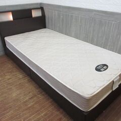 stp-2286　シングルベッド　ダークブラウン　宮付き　引き出...