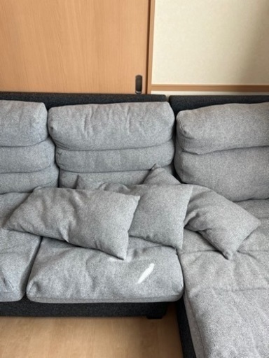 ソファ　L字ソファ　カウチソファ　マナベ　綺麗　グレー